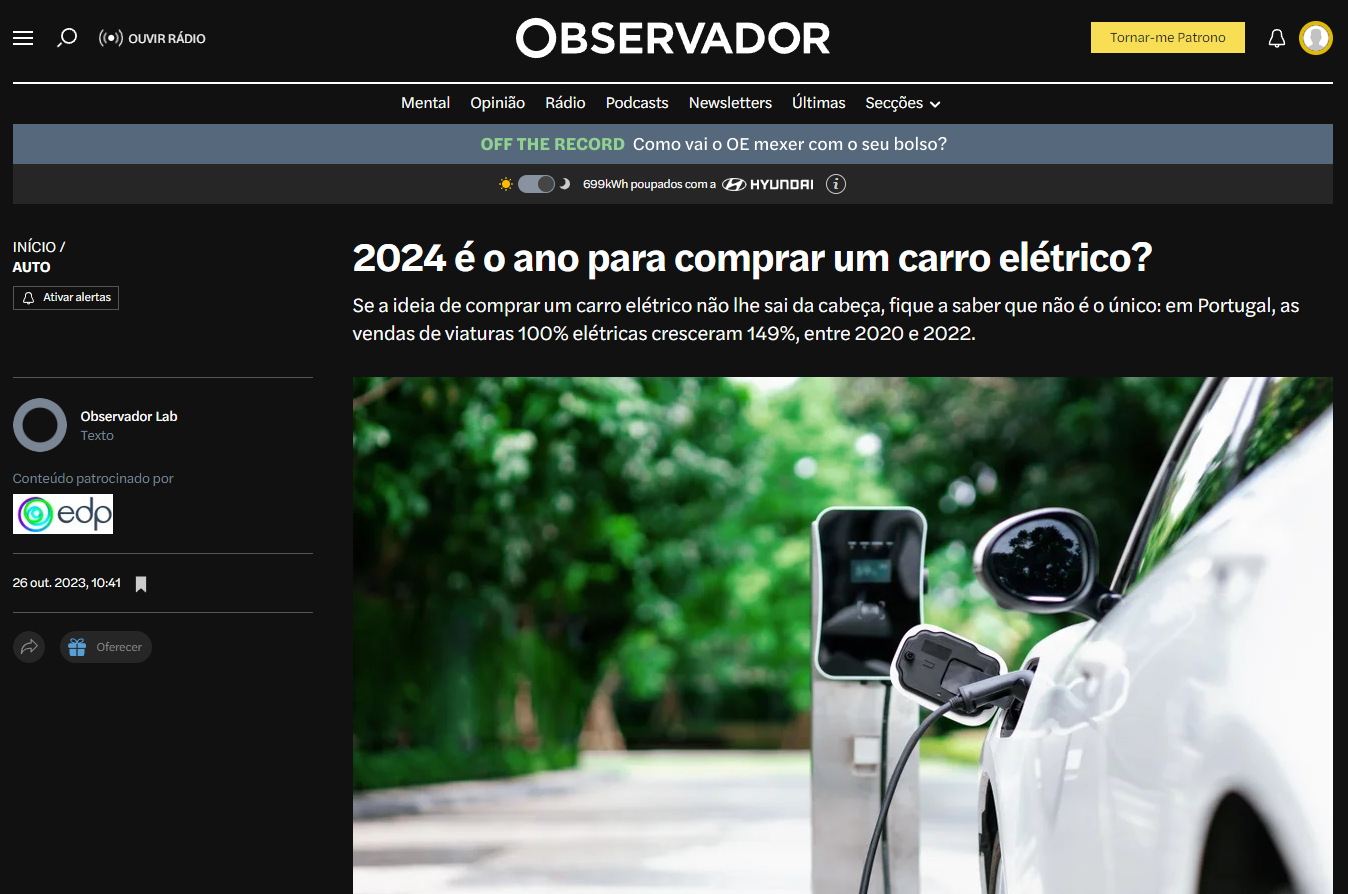 A morte do jornalismo: a notícia mais lida do Observador foi um patrocínio da EDP