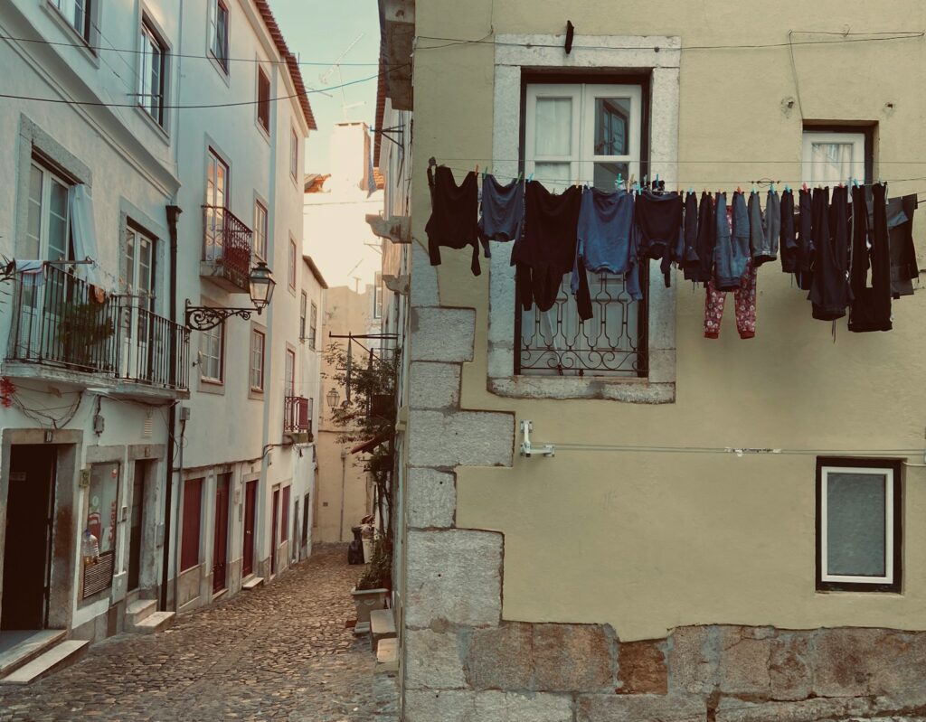 clothes hanging out to dry on a clothes line
