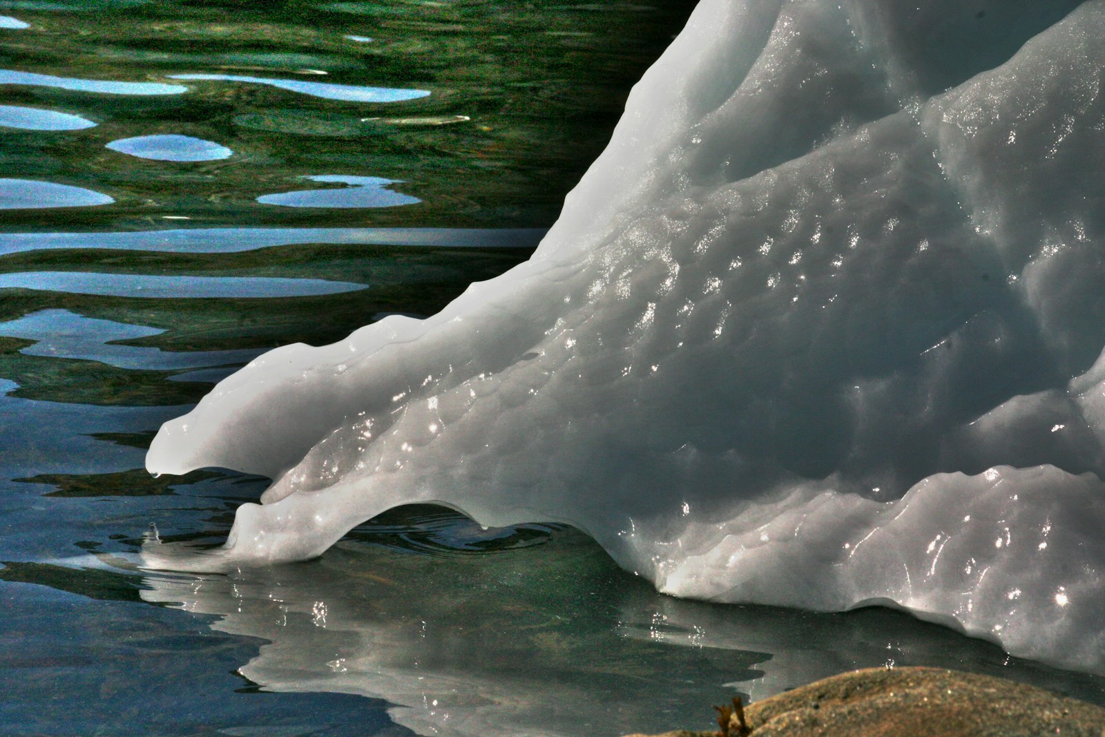 white ice on water during daytime