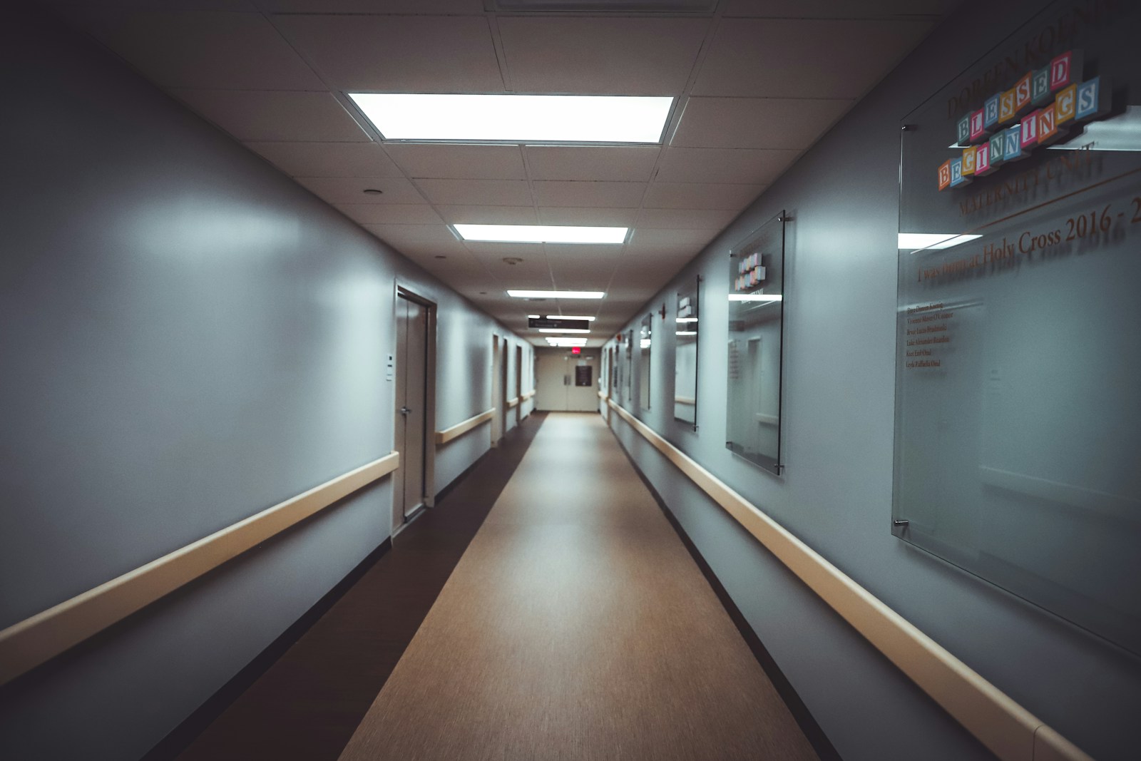 building hallway with lights